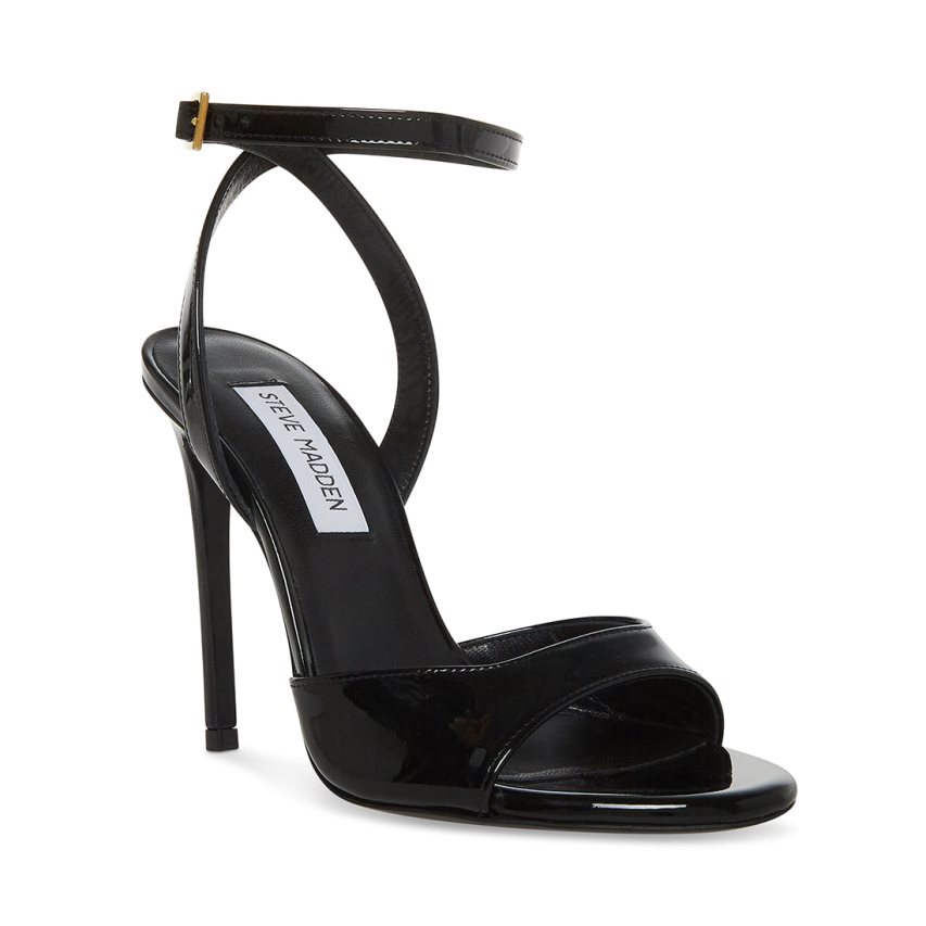 Black Steve Madden Naryssa Patent Women's Heels Sandals | PH 3560EID